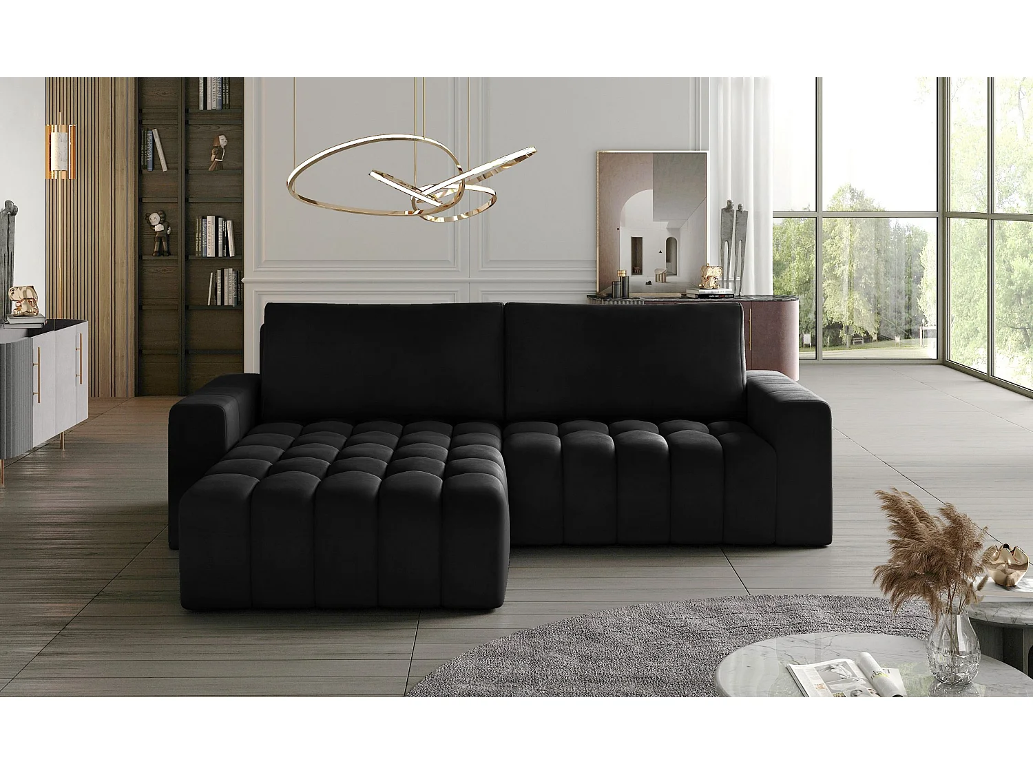 Canapé Corner Stelvino L/Tissu-Gris