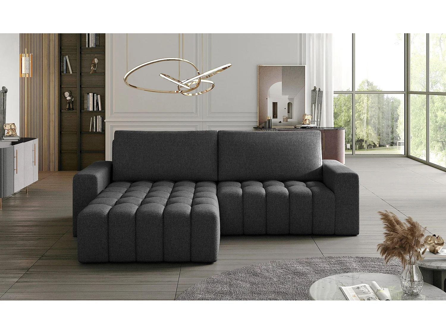 Canapé Corner Stelvino L/Tissu-Gris