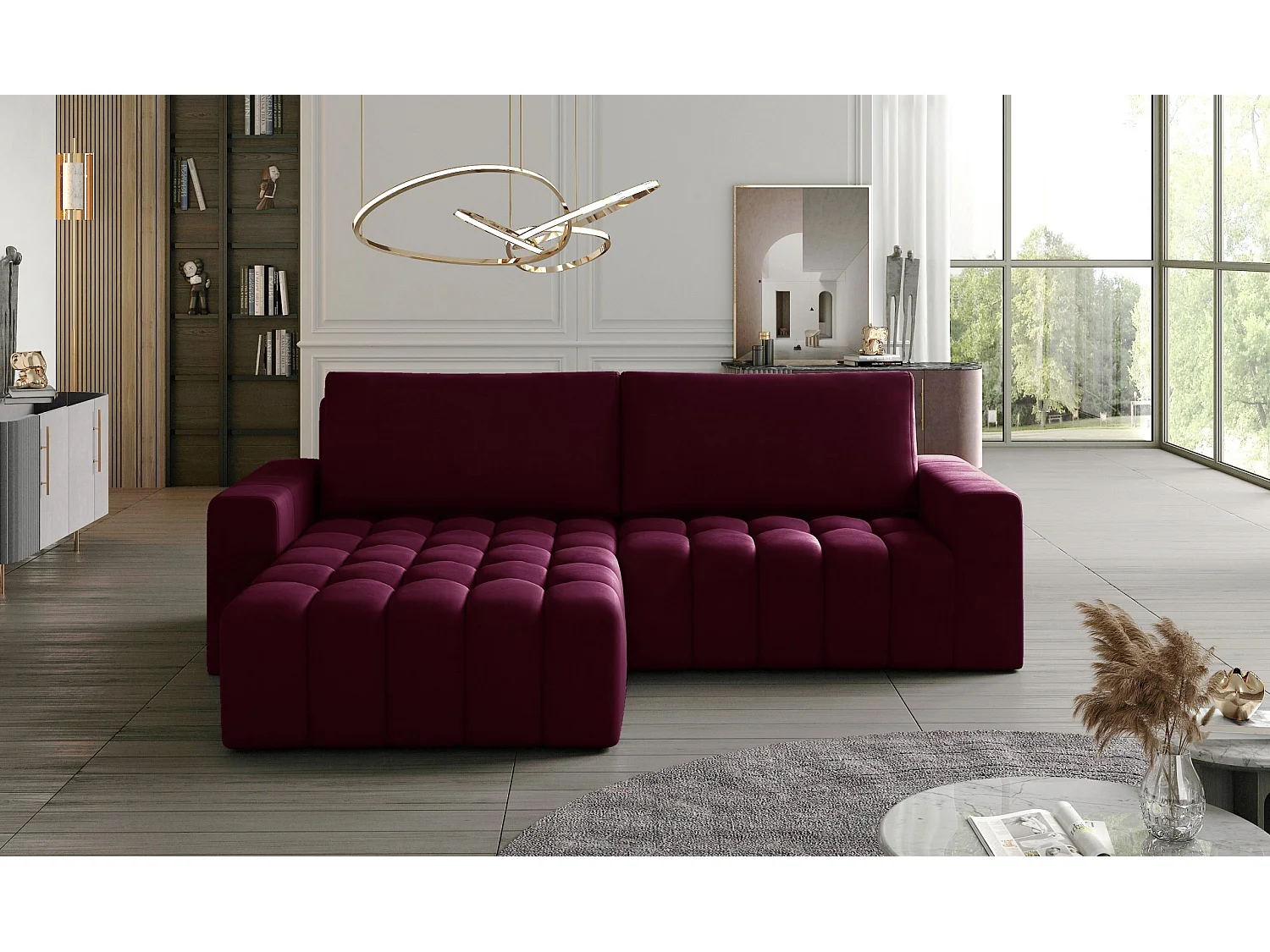 Canapé Corner Stelvino L/Tissu-Gris