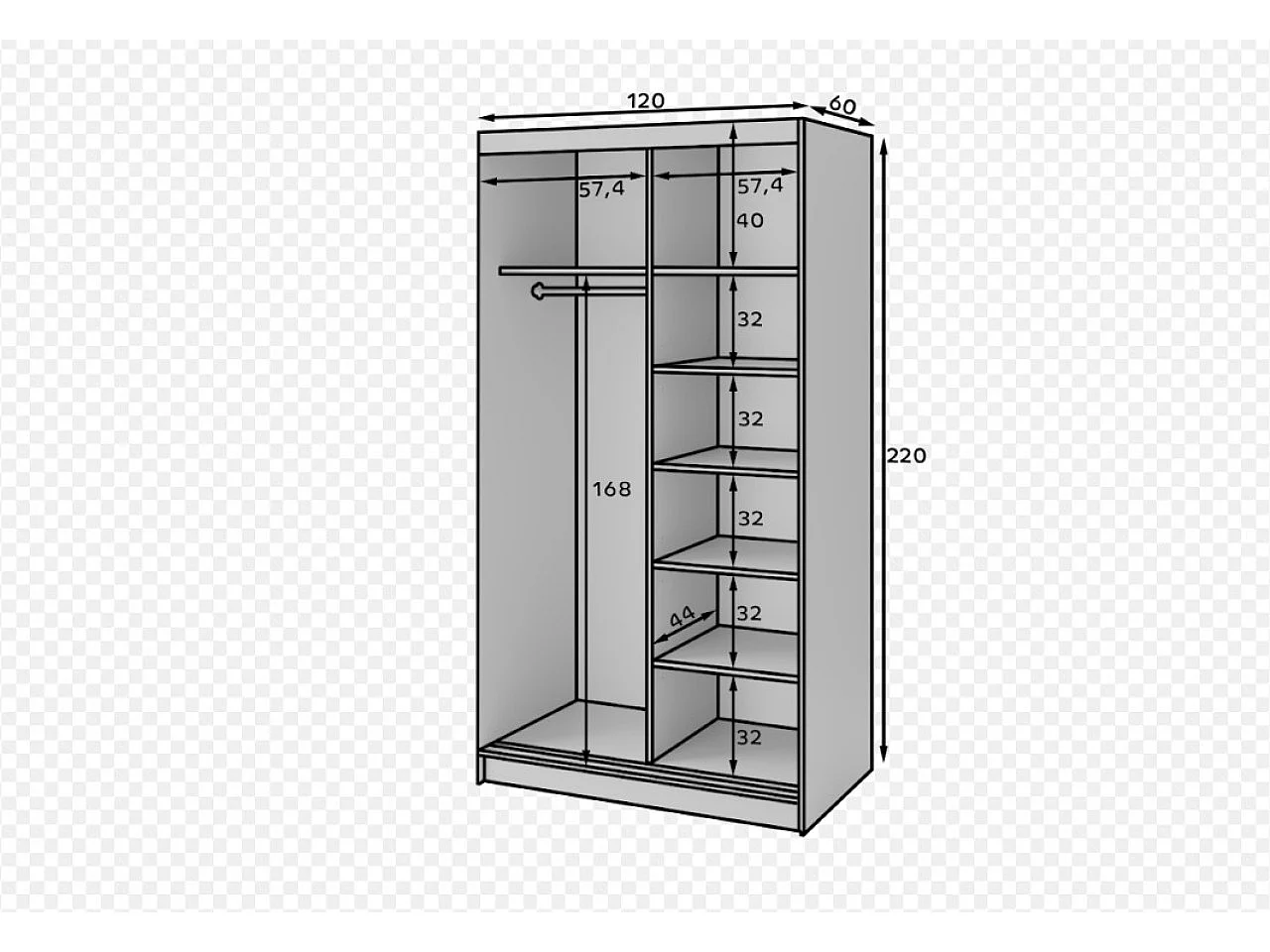 Armadio Biancco Basic (120cm)/Bianco/In Magazzino