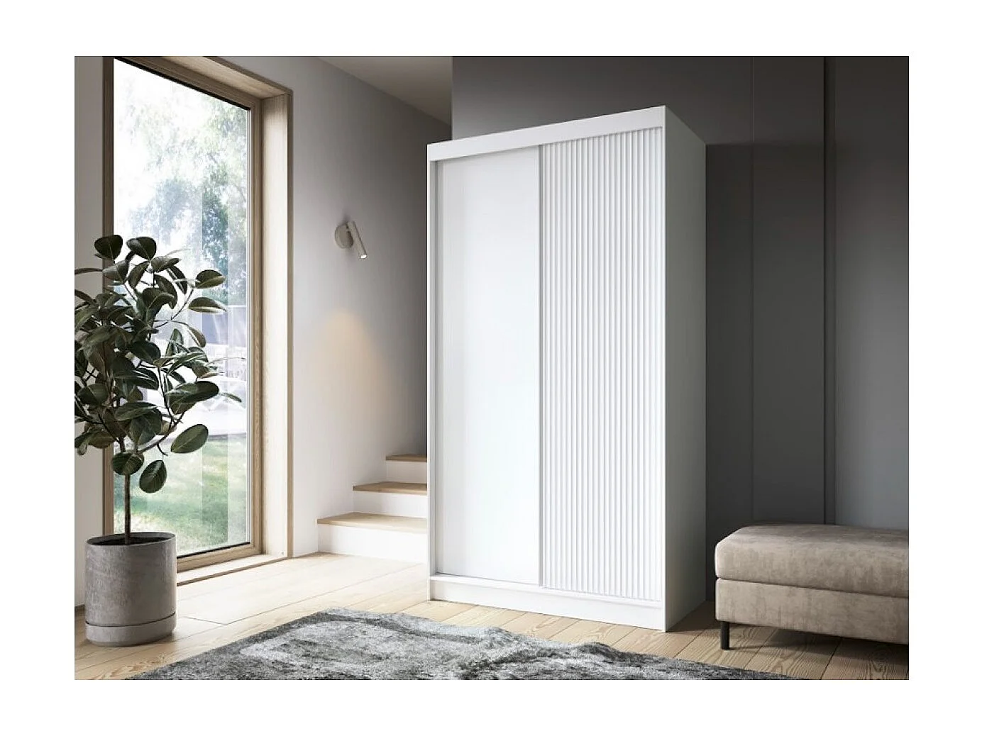 Kleiderschrank Biancco Basic (120cm)/Weiss/An Lager