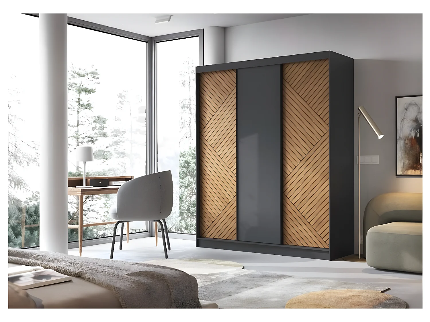 Armadio Retro Basic XL (180cm)/Marrone&Nero/In Magazzino