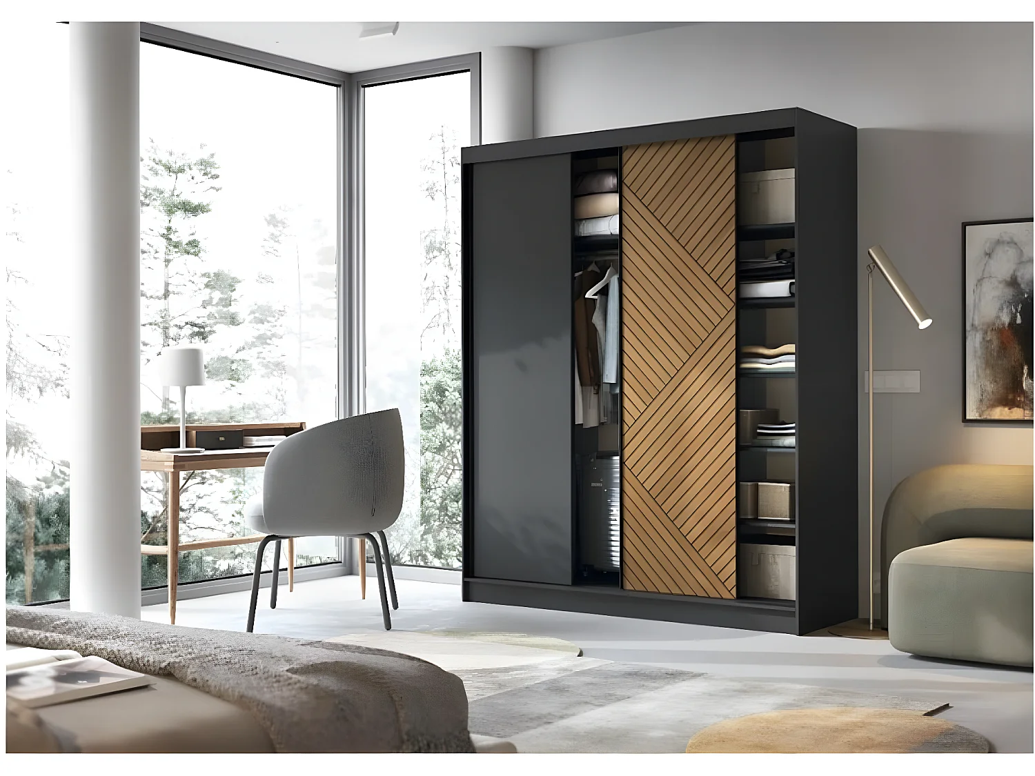 Armadio Retro Basic XL (180cm)/Marrone&Nero/In Magazzino