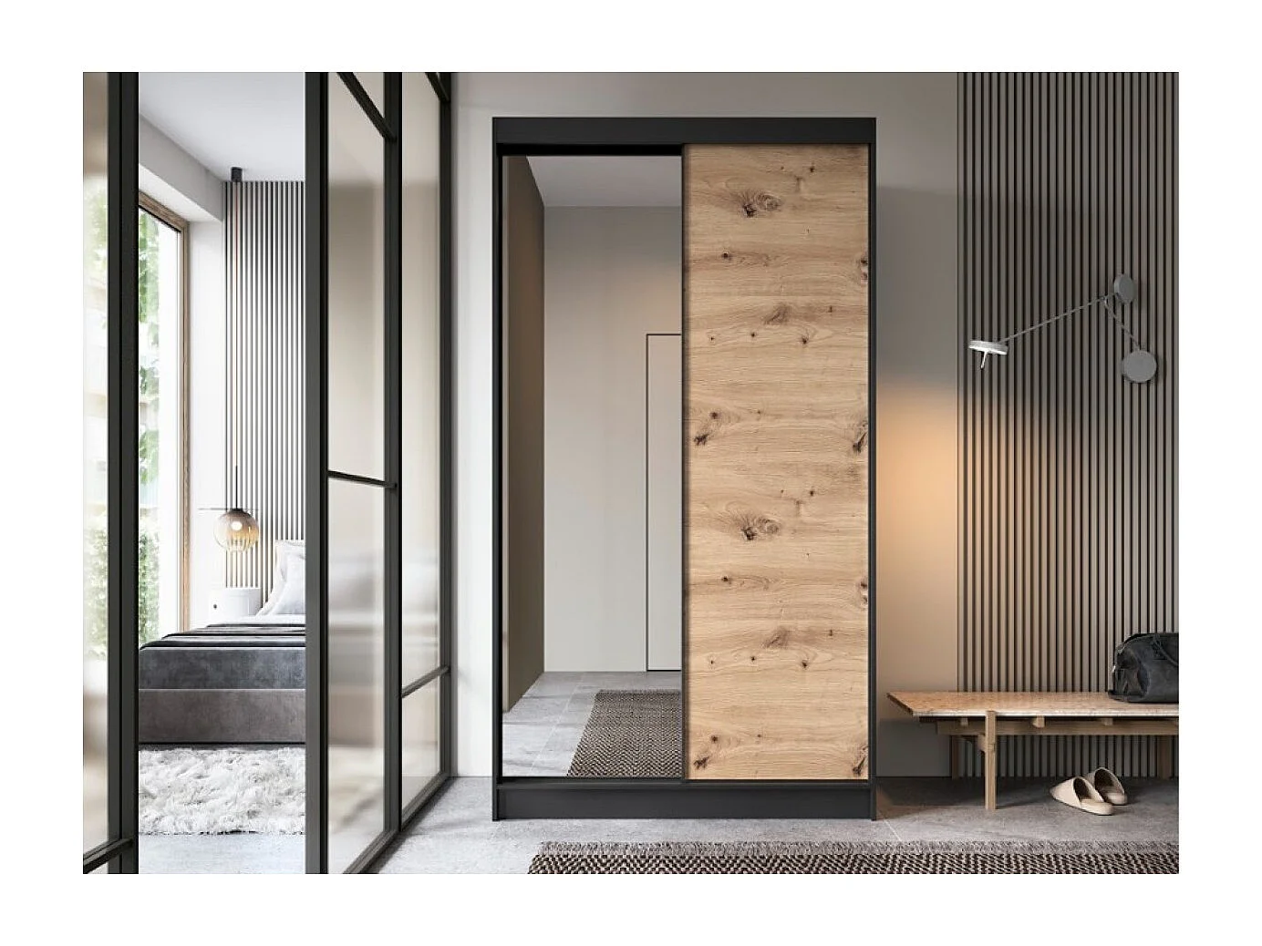 Kleiderschrank Artinero (120cm)/Braun/An Lager