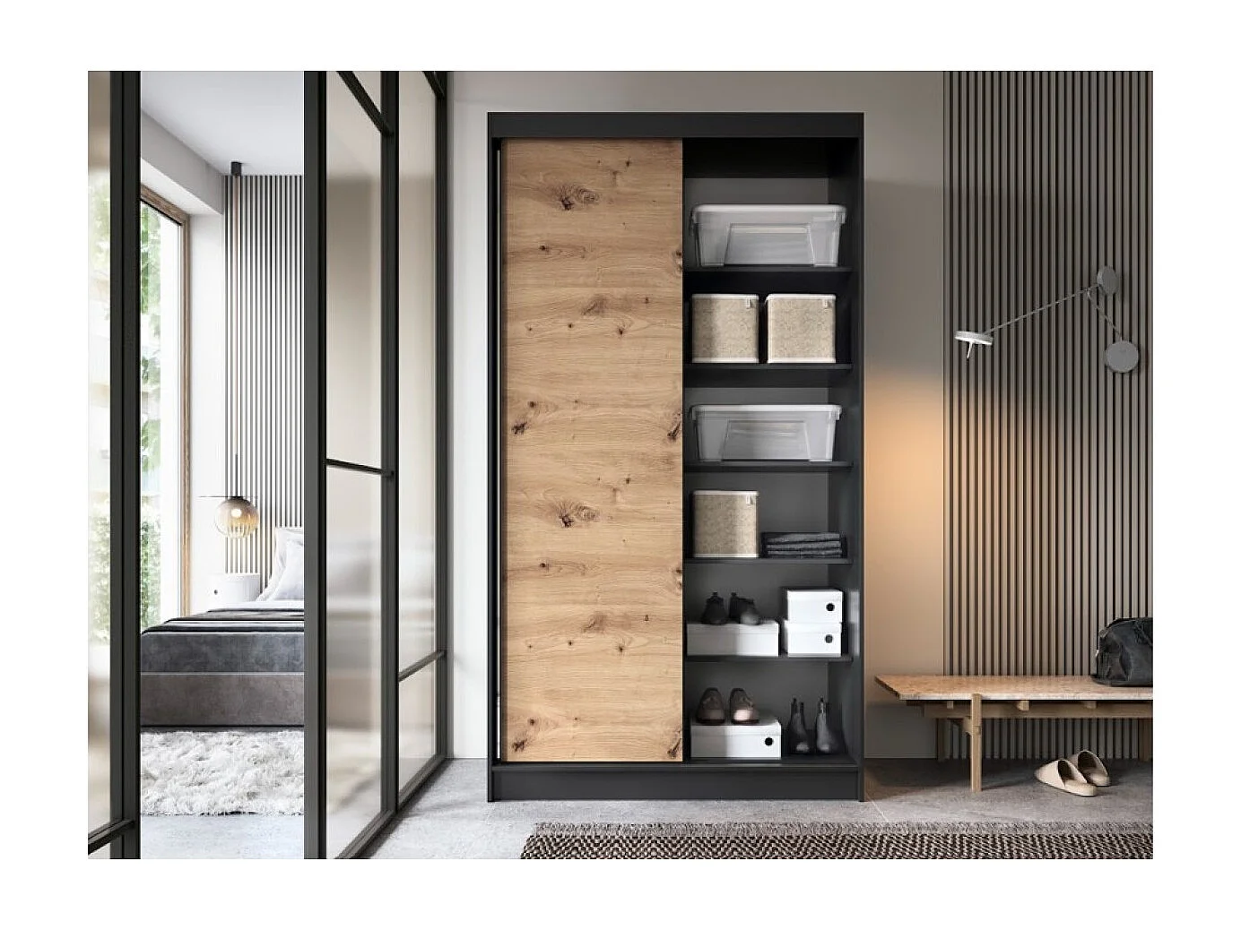 Kleiderschrank Artinero (120cm)/Braun/An Lager