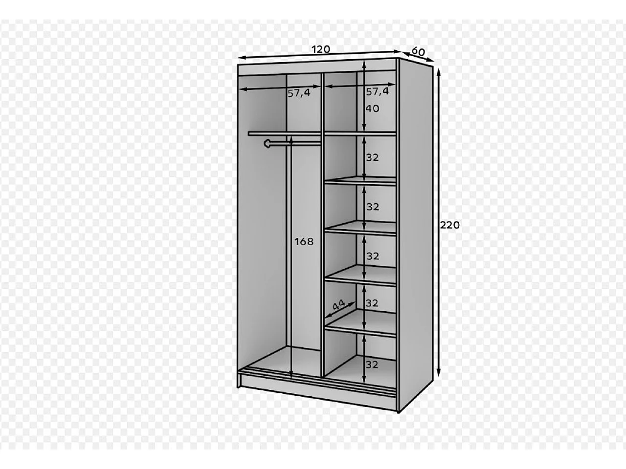 Kleiderschrank Artinero (120cm)/Braun/An Lager