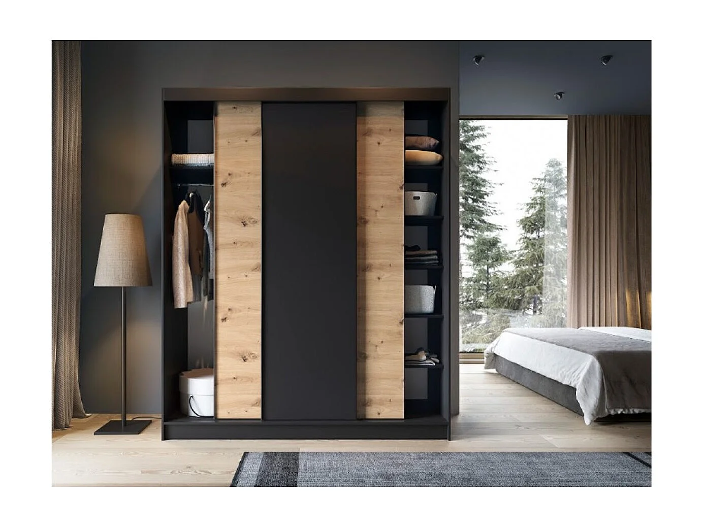 Armadio Artinero Basic XL (180cm)/Nero&Marrone/In Magazzino