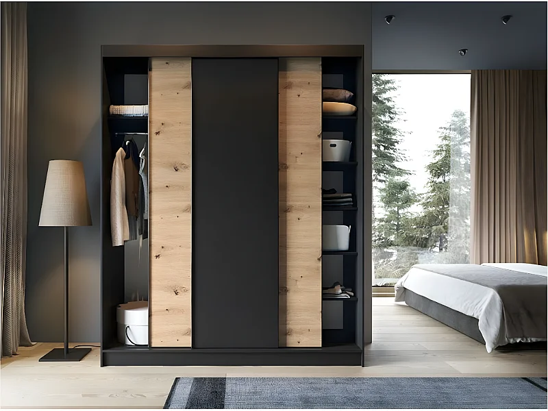 Armadio Artinero Basic XL (180cm)/Nero&Marrone/In Magazzino