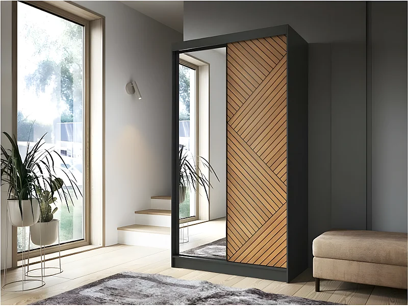 Kleiderschrank Retro (120cm)/Braun&Schwarz/An Lager