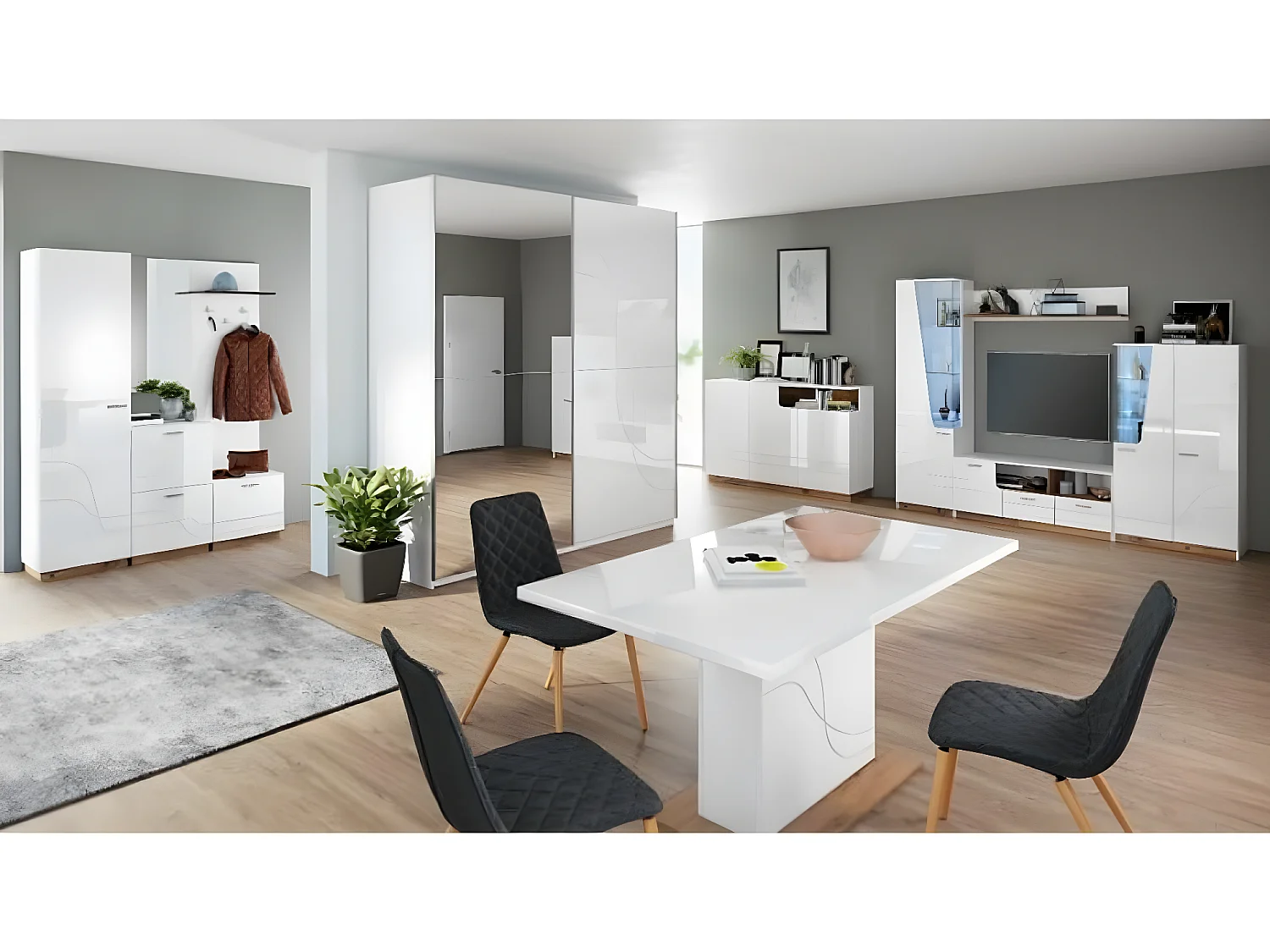 Kleiderschrank Bran M (200cm)/Schiebetüren/Weiss