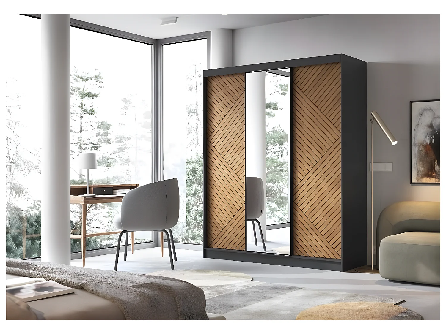 Kleiderschrank Retro XL (180cm)/Braun&Schwarz/An Lager