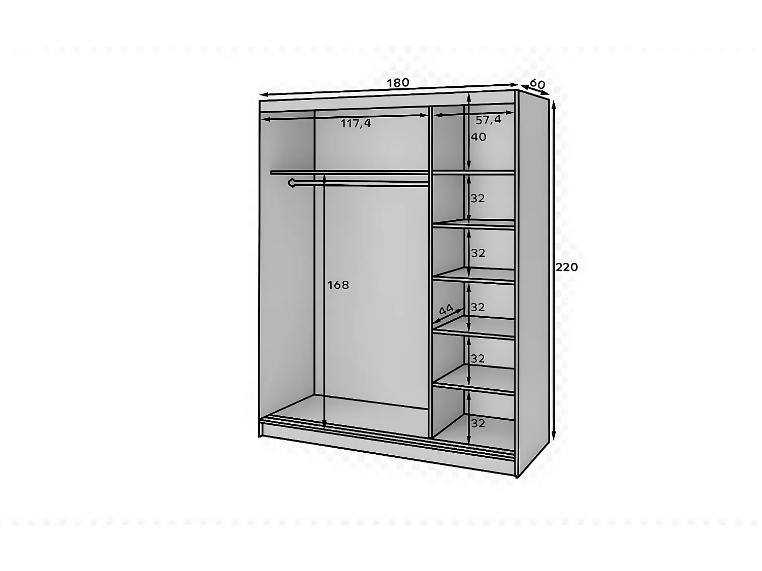 Kleiderschrank Biancco XL (180cm)