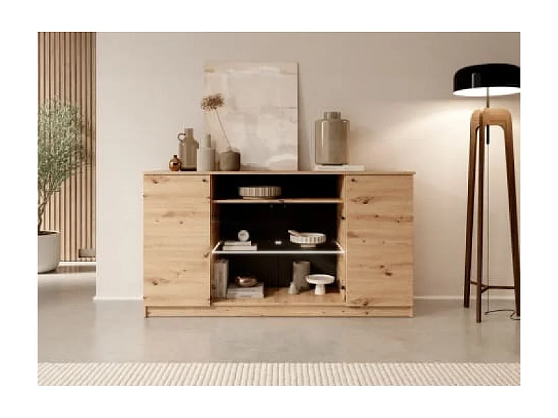 Credenza Evy I/Ante a battente/Piano del mobile/Vetro/Artigianale