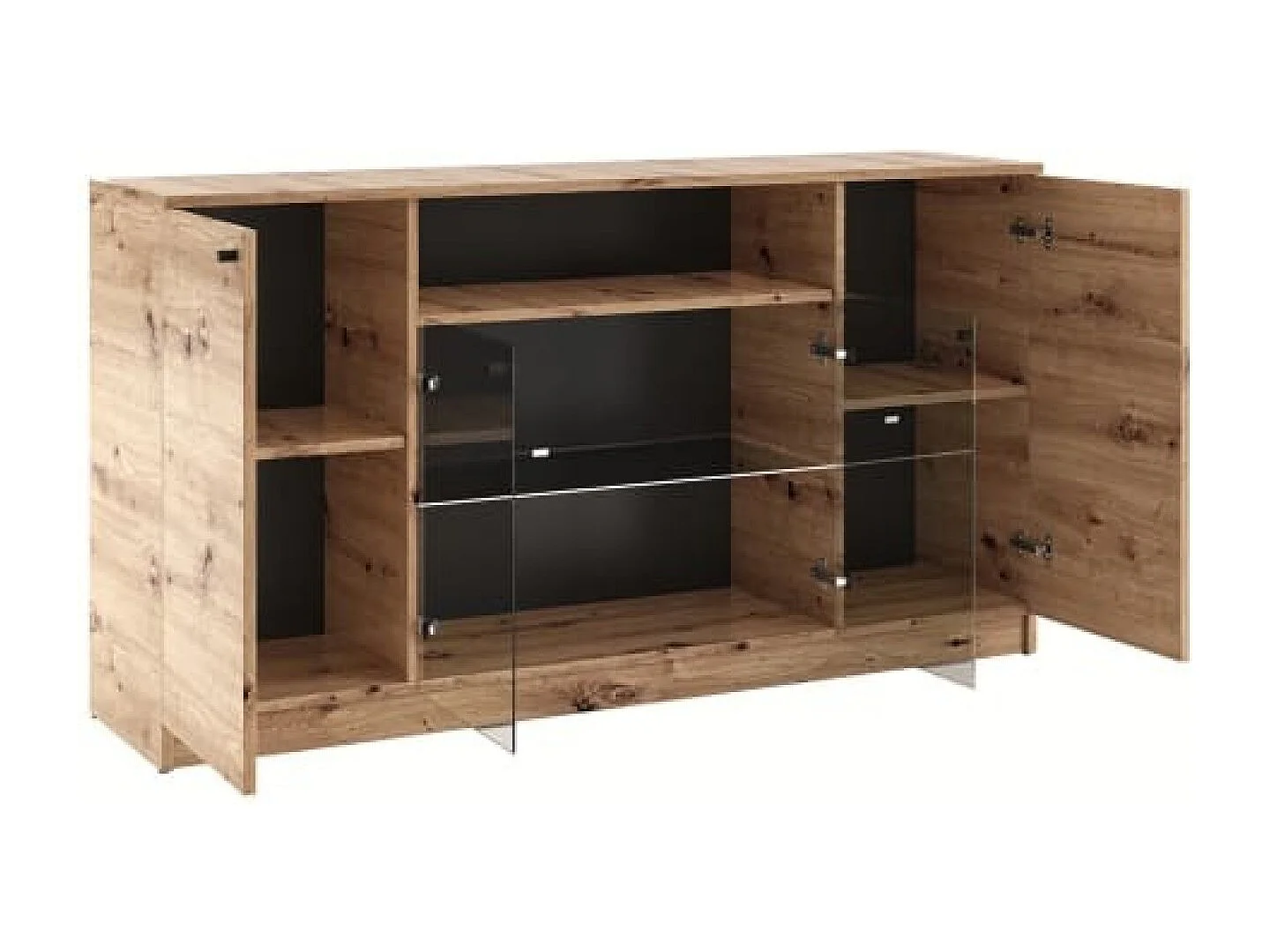 Sideboard Evy I/Drehtüren/Möbelplatte/Glas/Artisan