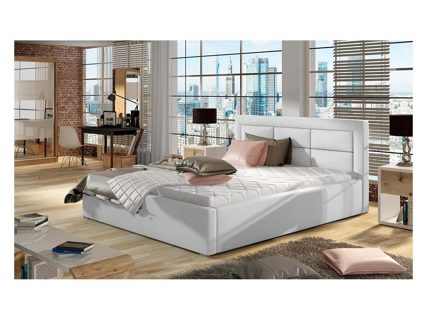 Bett Finno M (160x200)/Stoff-Weiss