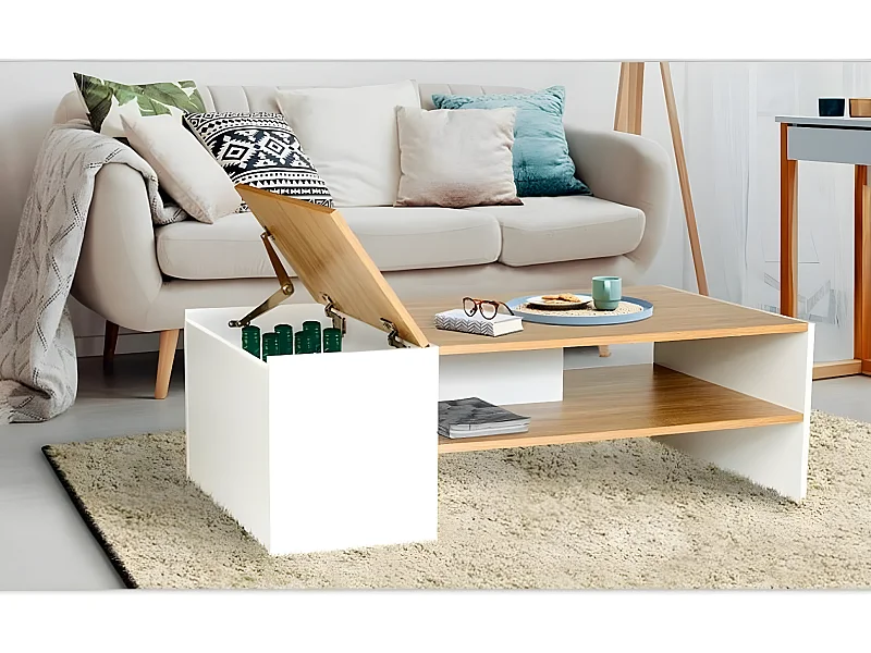Tavolino da caffè/piano per mobile Zoe/Bianco e Sonoma