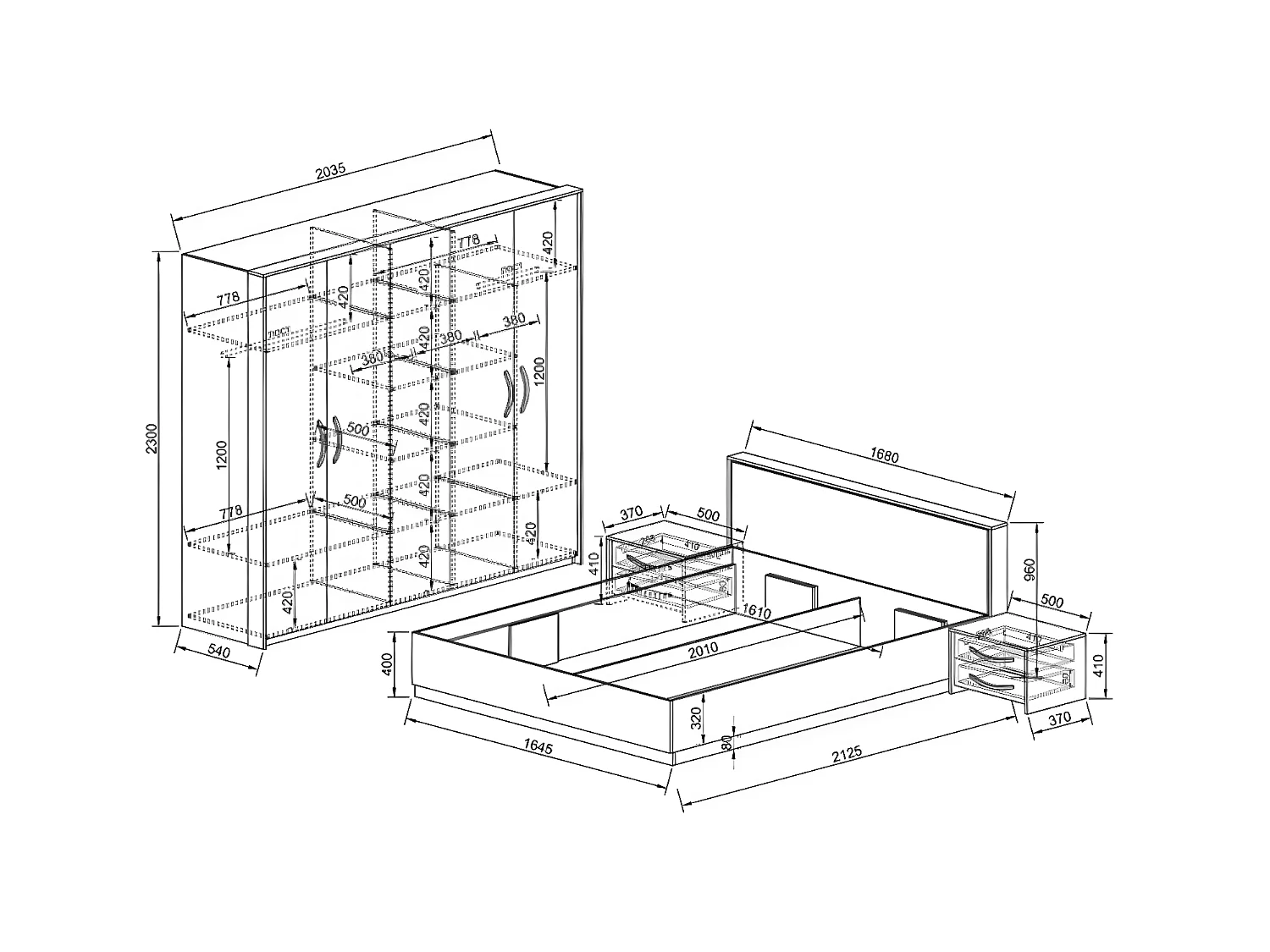 Set da camera da letto Doris