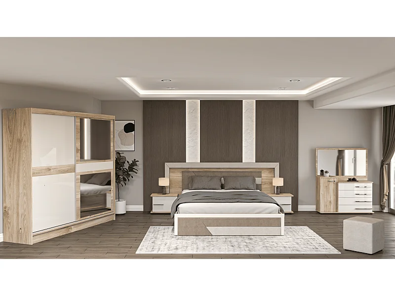 Schlafzimmer Set Monica/Braun&Beige