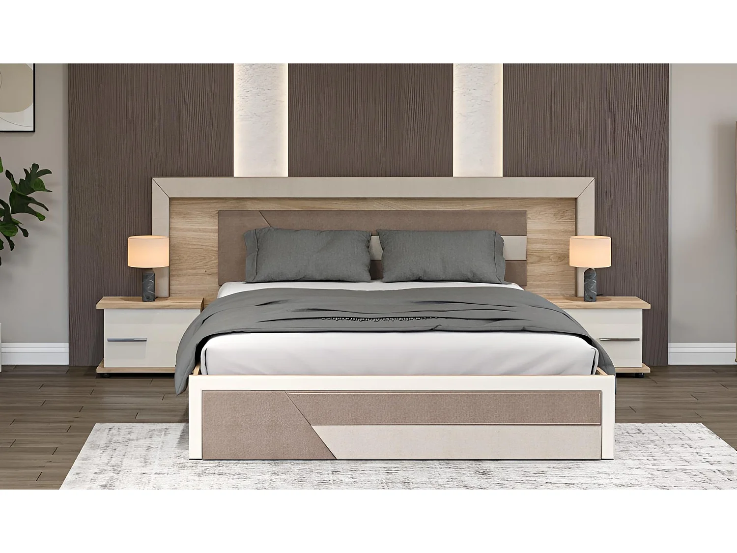 Set da camera da letto Monica/Marrone&Biege