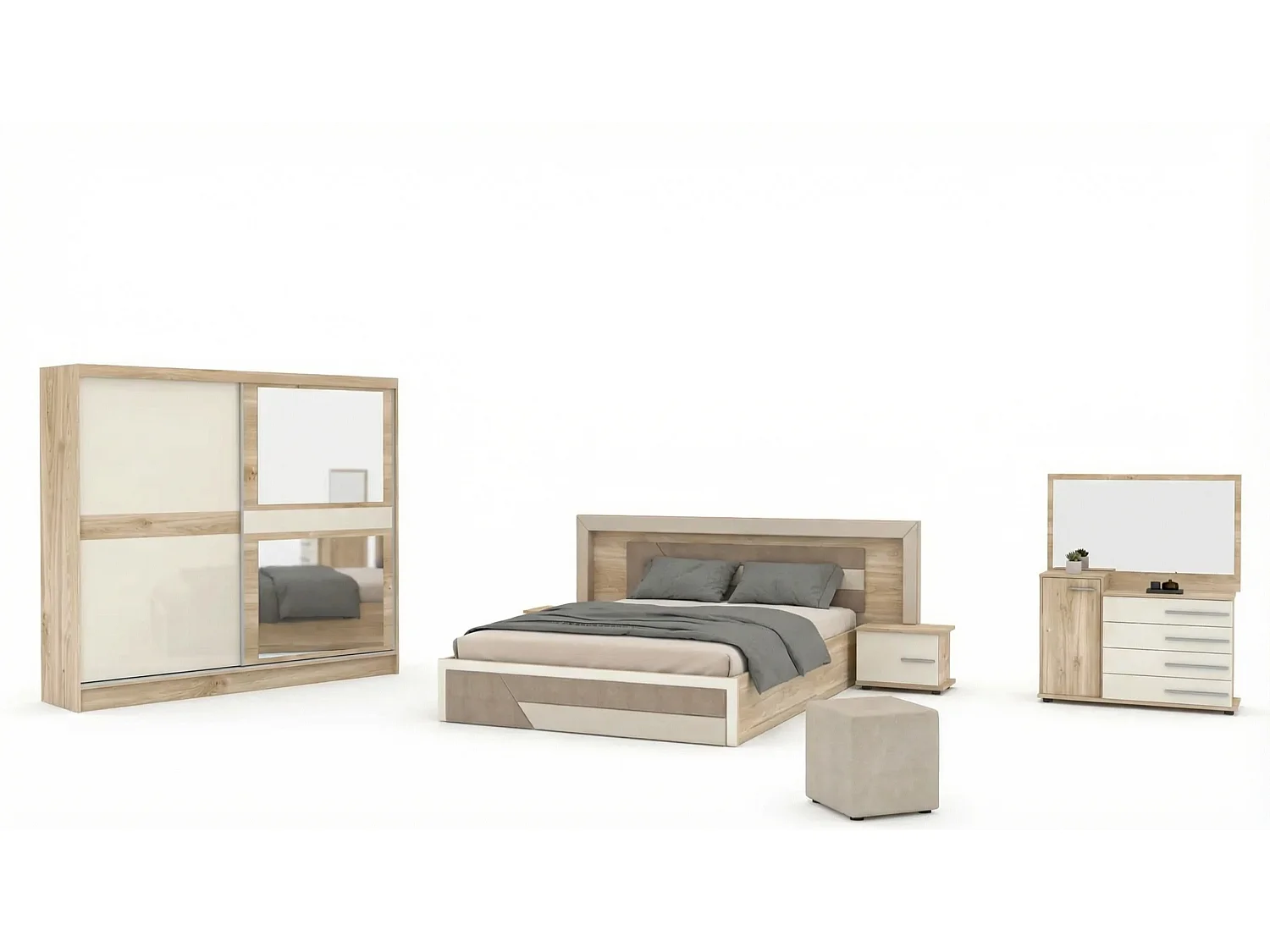 Set da camera da letto Monica/Marrone&Biege