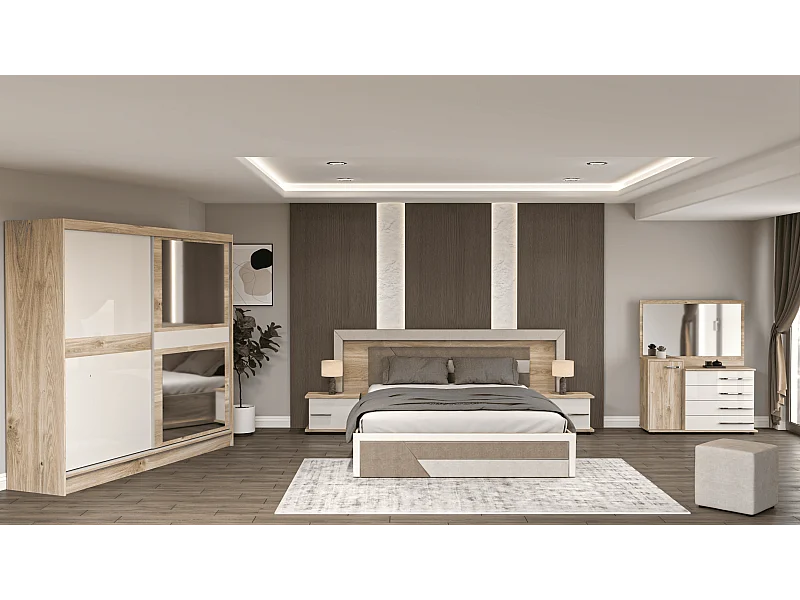 Set de chambre Monica/Marron&Beige