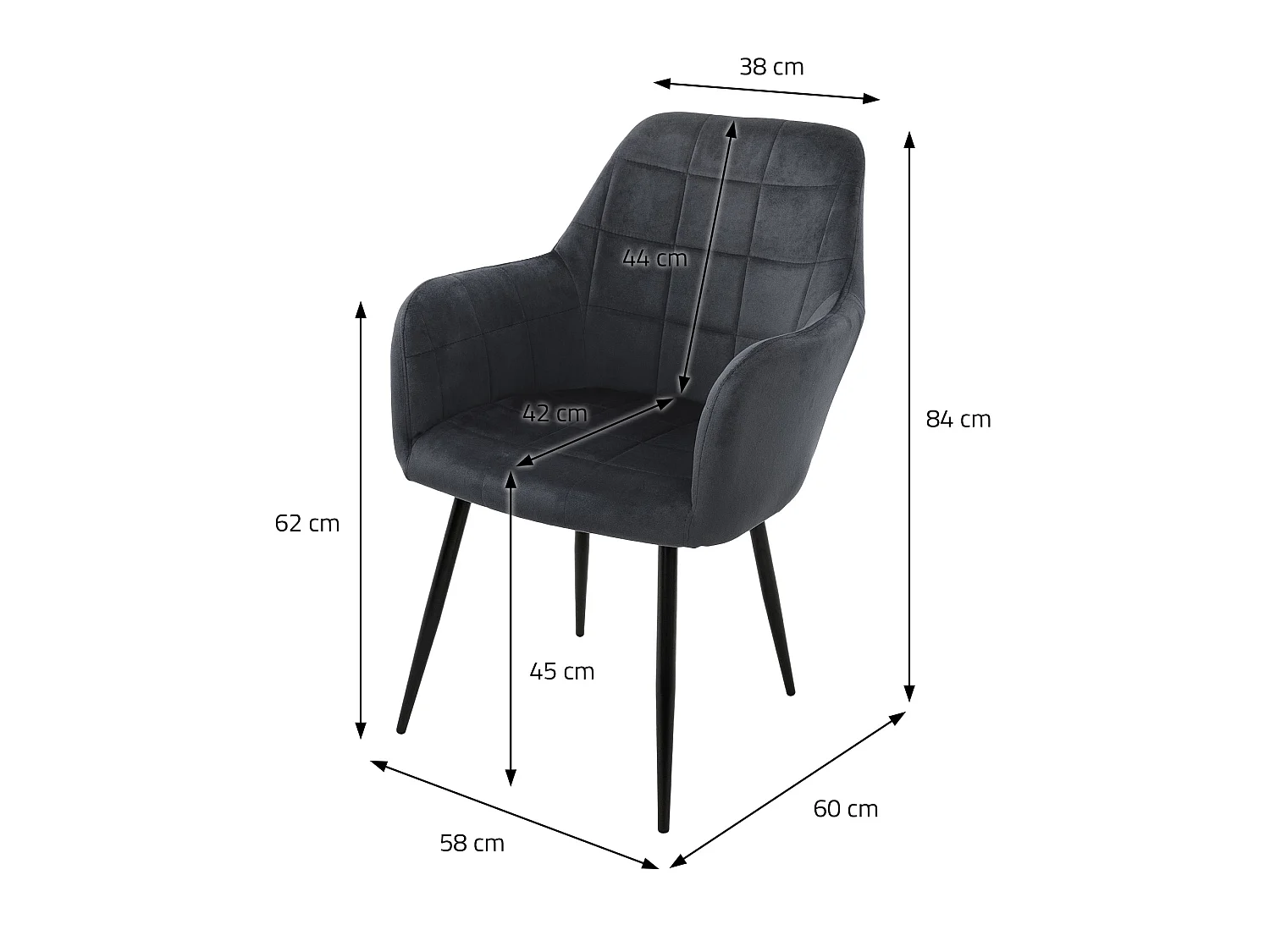 ML-Design 2x Sillas de comedor gris oscuro con tapizado verde sillones ergonomicos con respaldo y apoyabrazos asientos con patas de acero