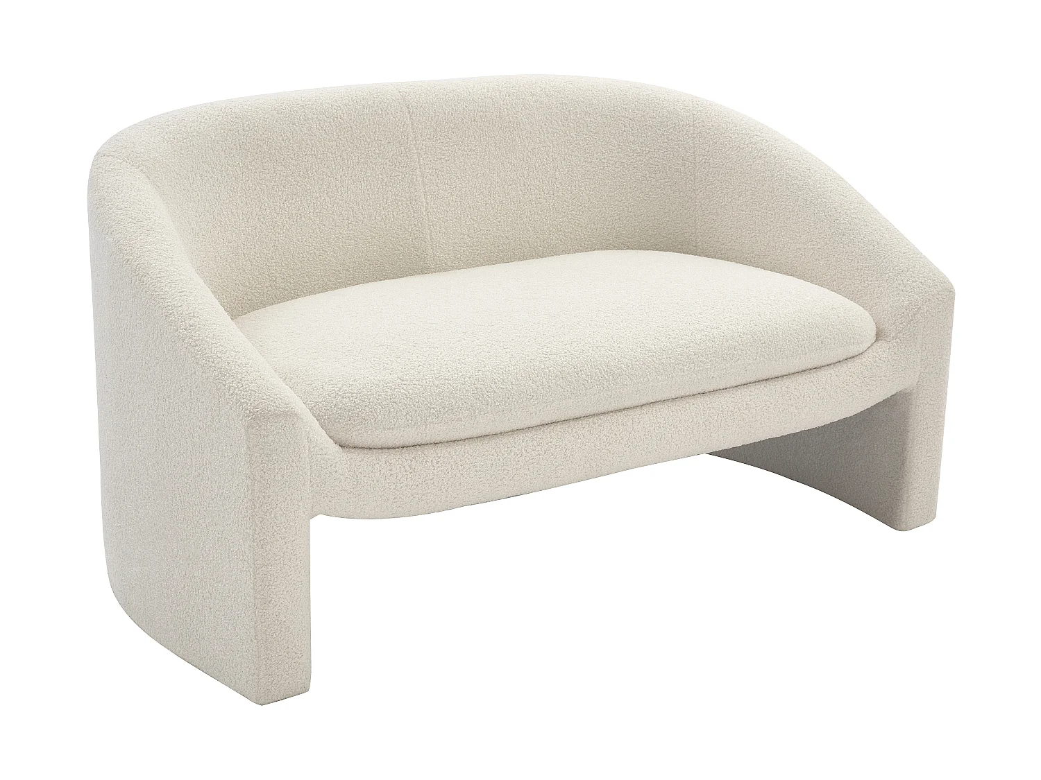 Canapé 2 places et fauteuil en tissu bouclette blanc OSSANA