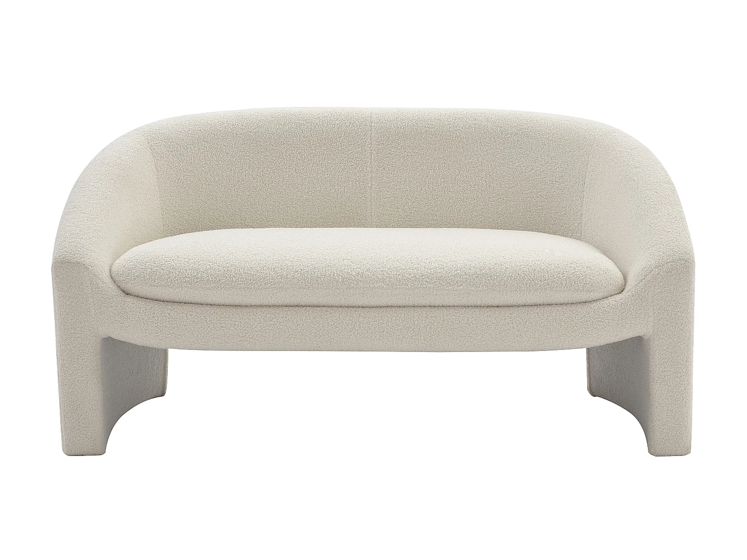 Canapé 2 places et fauteuil en tissu bouclette blanc OSSANA