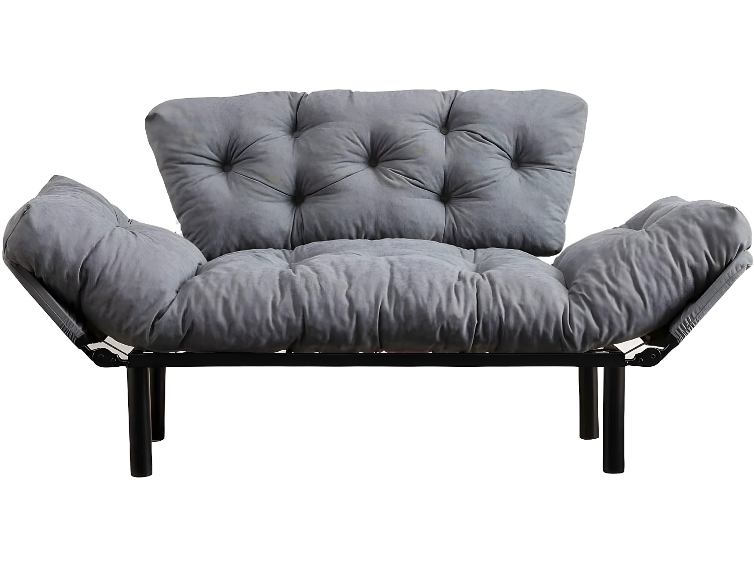 Canapé 2 places transformable en lit tissu gris clair Pliaz 155cm