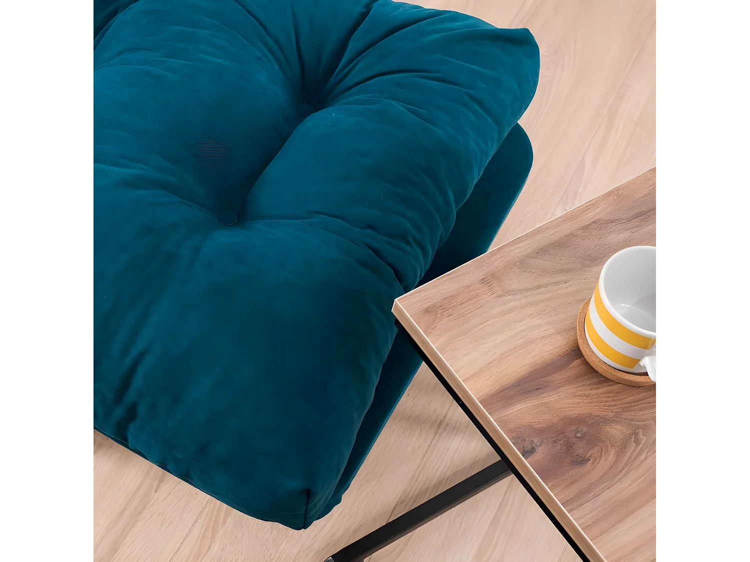 Canapé 2 places transformable en lit tissu gris clair Pliaz 155cm