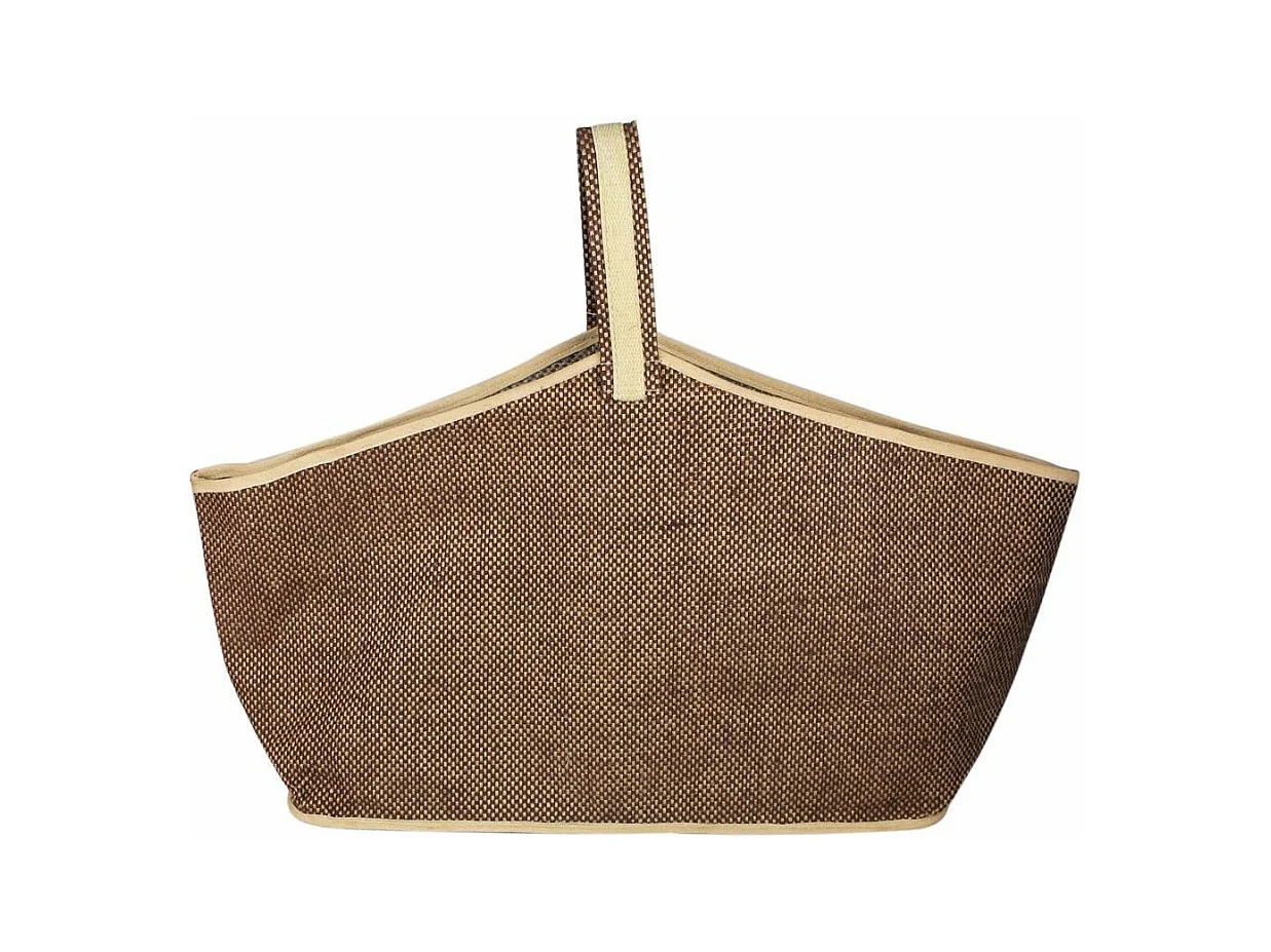 Sac à bûches en jute naturel et brun