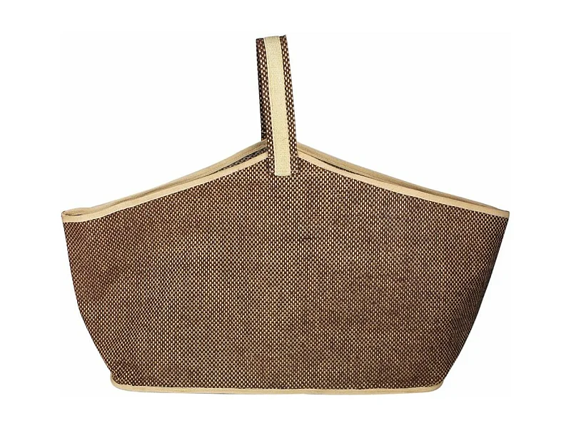 Sac à bûches en jute naturel et brun