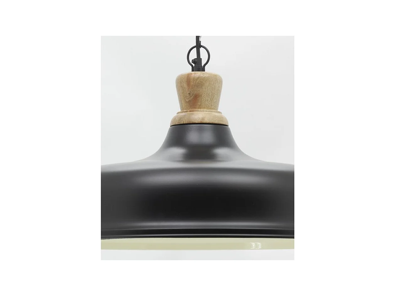 Suspension en métal et bois Ø 60 noir