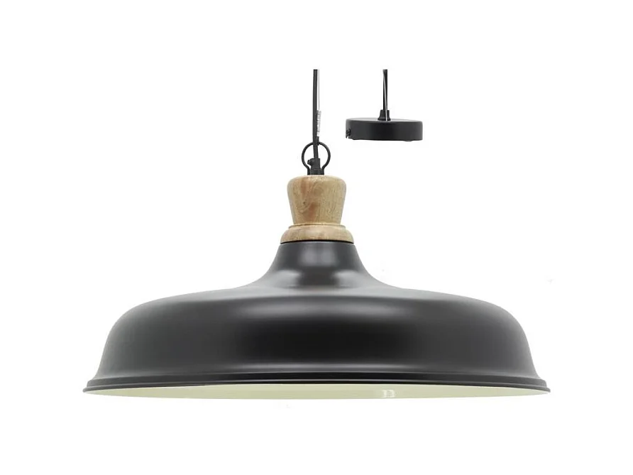 Suspension en métal et bois Ø 60 noir