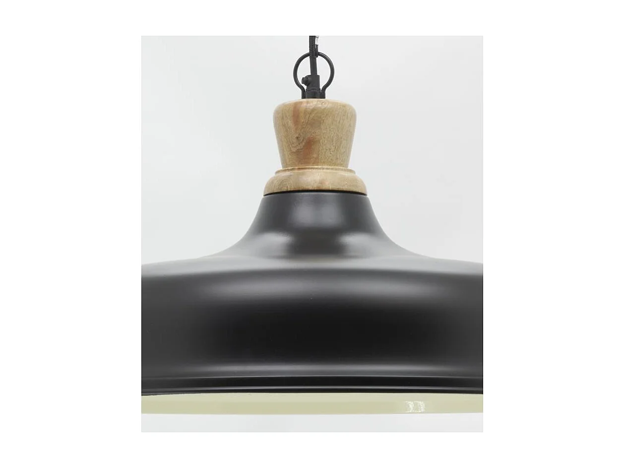 Suspension en métal et bois Ø 60 noir