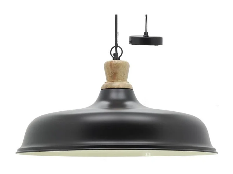 Suspension en métal et bois Ø 60 noir