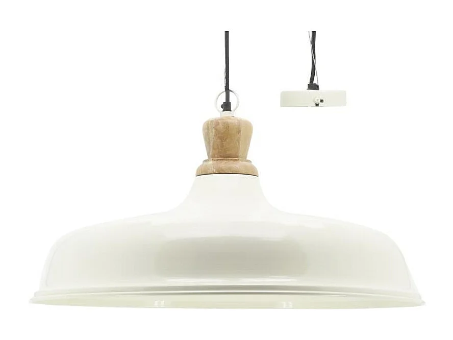 Suspension en métal et bois Ø 60 blanc