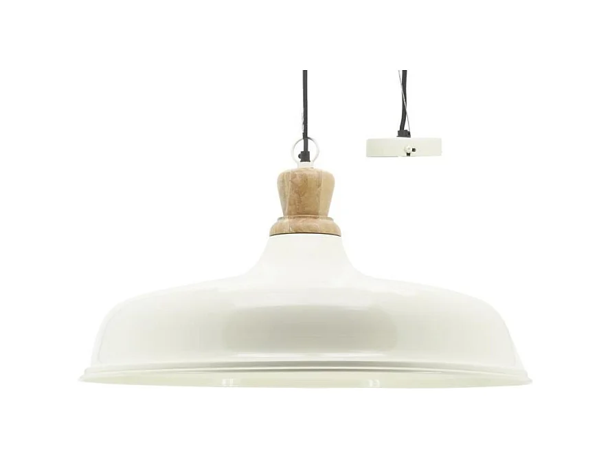 Suspension en métal et bois Ø 60 blanc