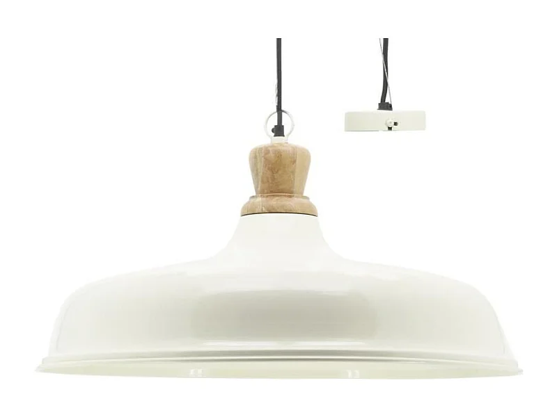 Suspension en métal et bois Ø 60 blanc