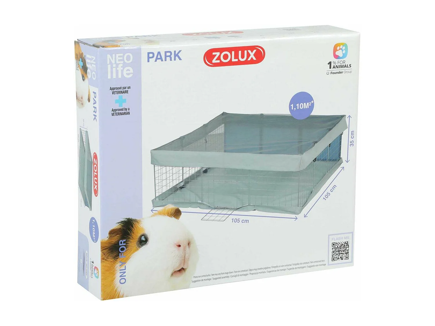 Cage modulable pour cochon d'inde Neolife park 1.10 m²