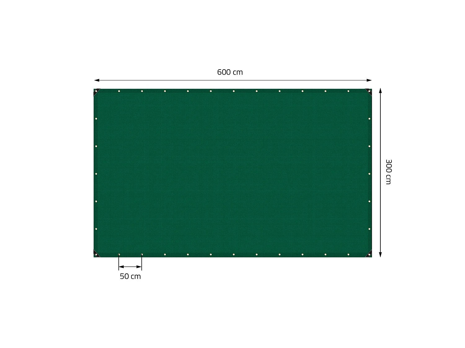 ECD Germany Bâche de couverture Premium Bâche en tissu avec oeillets, 6x3m 18m², 650g/m², vert, PVC, étanche, résistant à la déchirure
