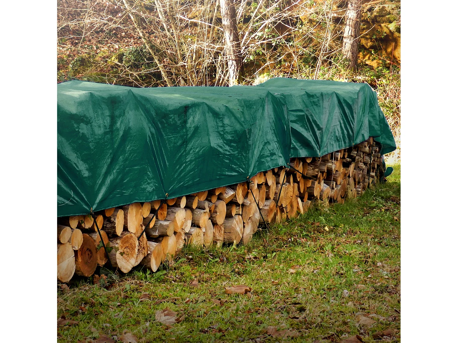 ECD Germany Bâche de couverture Premium Bâche en tissu avec oeillets, 6x3m 18m², 650g/m², vert, PVC, étanche, résistant à la déchirure