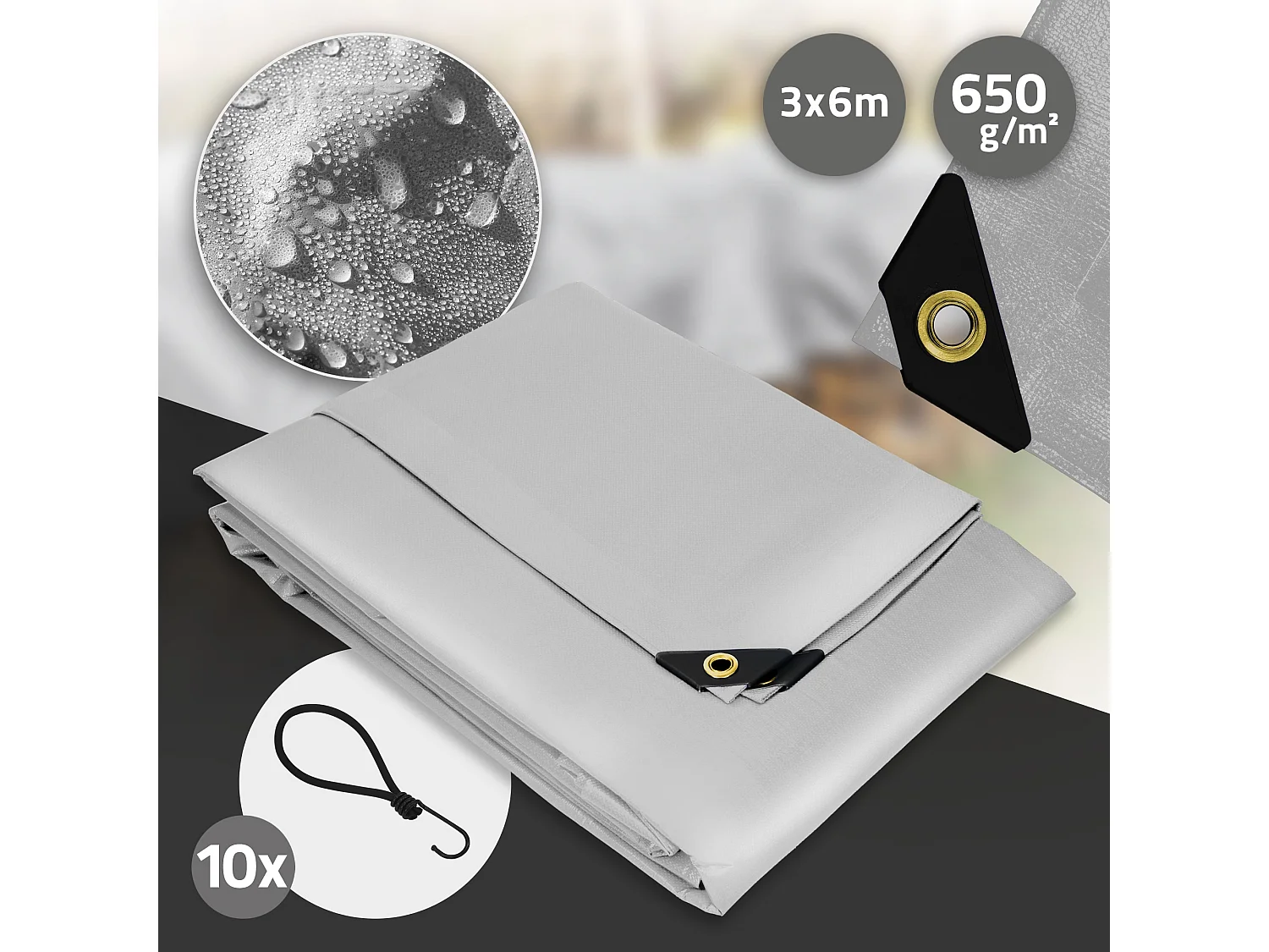 Telone da giardino Telone di protezione Telone in tessuto con occhielli 2 x 6 m