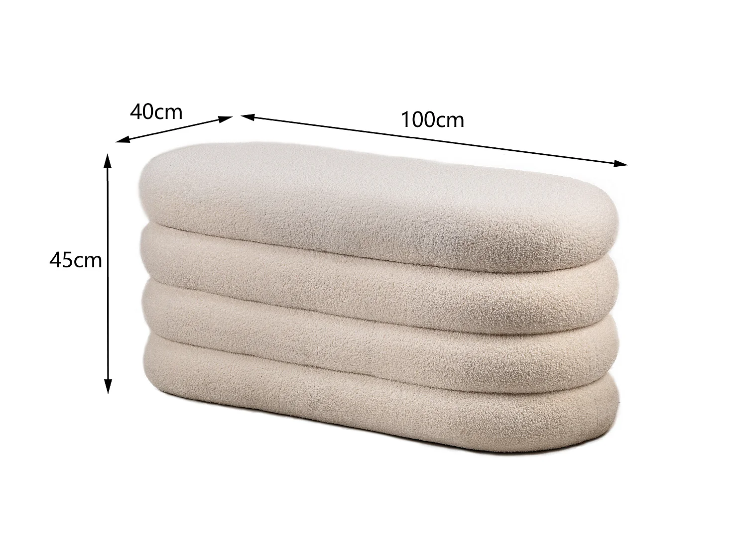 Banc coffre avec rangement en bouclettes blanches