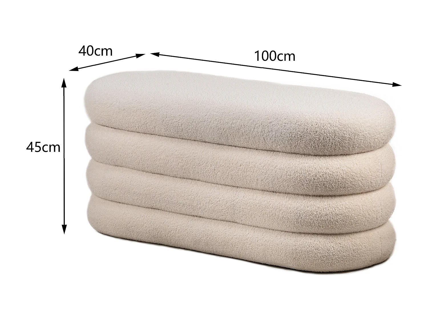 Banc coffre avec rangement en bouclettes blanches