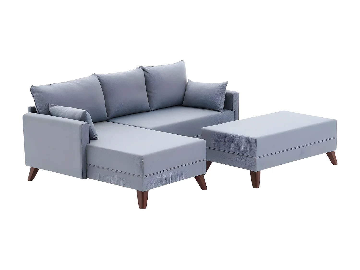 Canapé d'angle convertible en tissu bleu Bella Angle à gauche