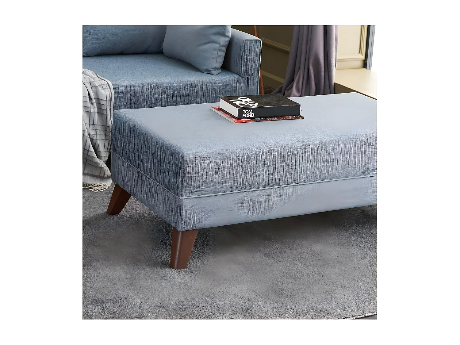 Canapé d'angle convertible en tissu bleu Bella Angle à gauche