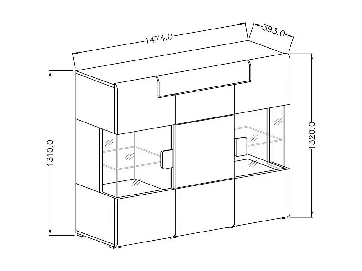 Buffet XL150cm colección OHIO. Color gris antracita y roble.
