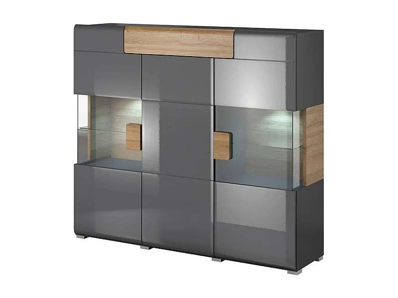 Buffet XL150cm collection OHIO. Coloris gris anthracite et chêne.