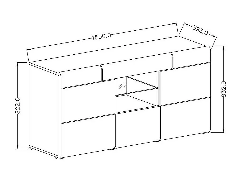 Buffet 160cm collectie OHIO. Kleur wit en eiken.